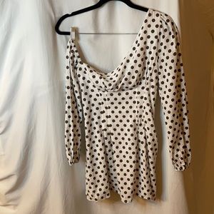 Majorelle off-the-shoulder, polka dot dress, size S